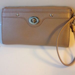 Authentic metallic/tan coach wallet