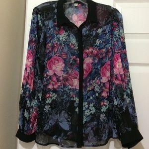 Laura Conrad see through shirt flower print