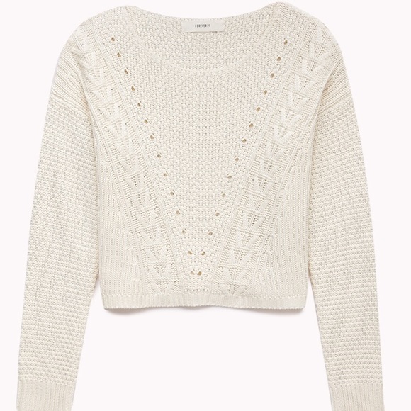 white cropped knitted sweater