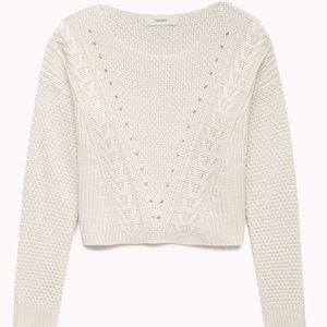 white cropped knitted sweater