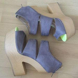 Charlotte Russe Sandals Heels Charcoal Neon Size 7