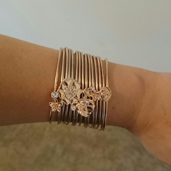 Rose gold stacked bracelet