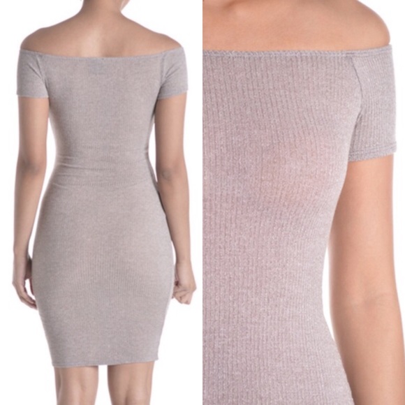 🎉HP 6/20🎉MERONY off shoulder ribbed ️DRESS-STONE - Picture 4 of 4