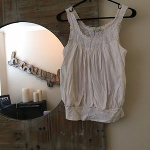 Cream colored double layered top with lace detail