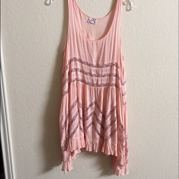 FP Blush Voile and Lace Trapeze Slip Dress