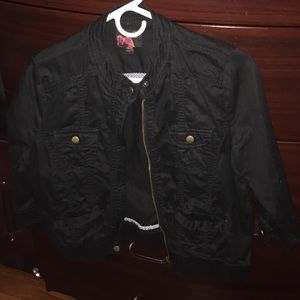 Cropped black military style jacket