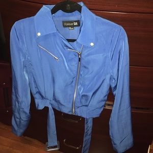 Cropped Moto Silk Jacket