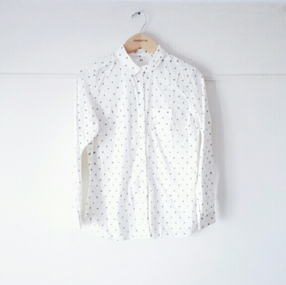 NWOT Polka Dot Creme Button Down Top Blouse