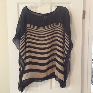 Silky striped poncho top