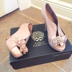Vince Camuto Nude Heels w/ Rose Detail