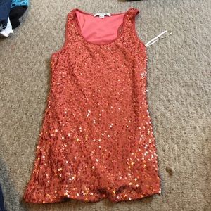 Coral Sequin Tank Top