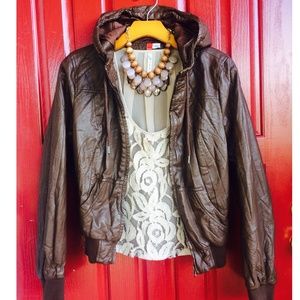 Brown Faux Leather Jacket
