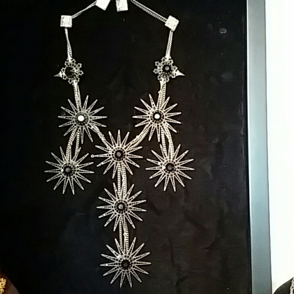 Black Crystal Star Statement  Necklace