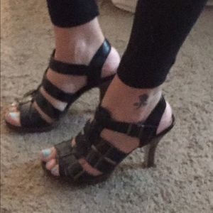 Madden Girl black buckle heels size 7