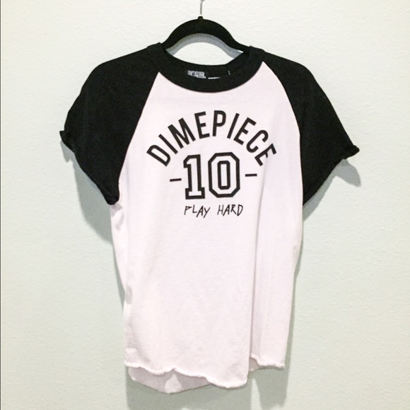 DIMEPIECE LA - Black & White Baseball tee