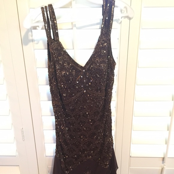 Sue Wong evening dress choc brown