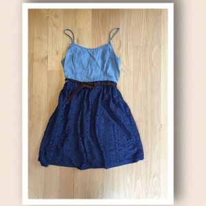 Blue jean and lace dress (belt included)