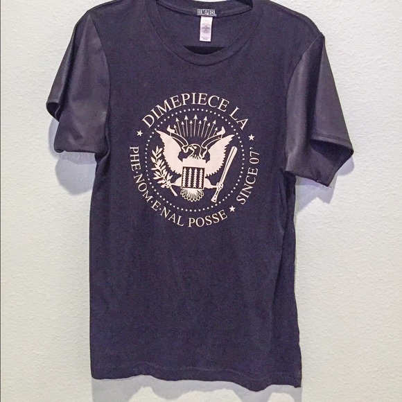 DIMEPIECE LA - Pleather Sleeves Tee