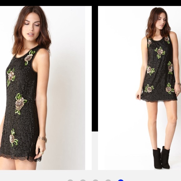 Glamorous Sequin Black and Floral Dress