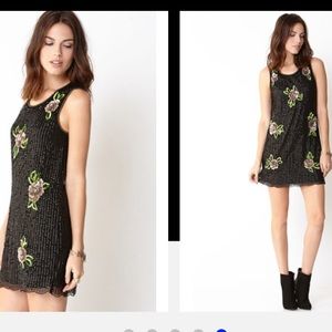 Glamorous Sequin Black and Floral Dress