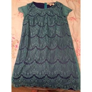 Blue lace shift dress