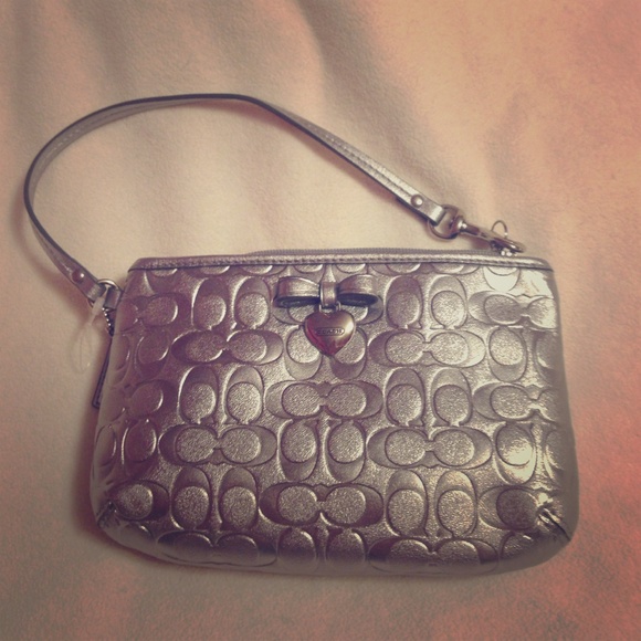 Small silver coach clutch