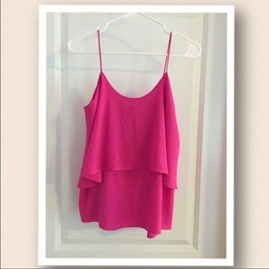 Flowy hot pink top.