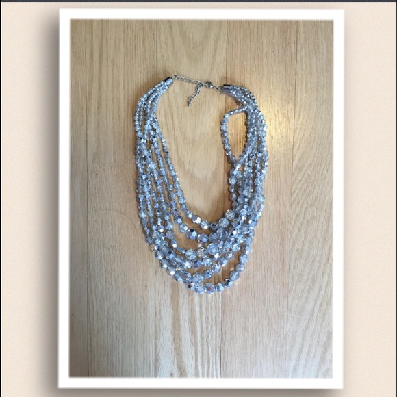 Silver chunky beaded necklace.