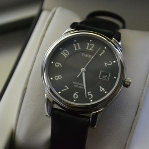 Timex Silver and Black Indiglo Watch