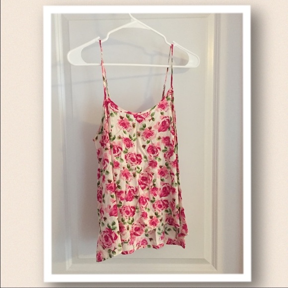 High-low rose printed tank.