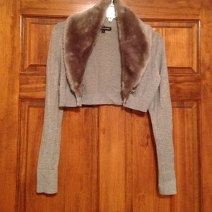 Cardigan with fur neck