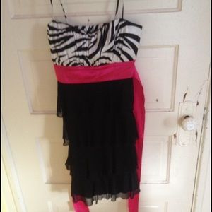 Spaghetti strap zebra print dress