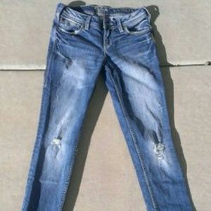 Silver Distressed Skinny Jeans