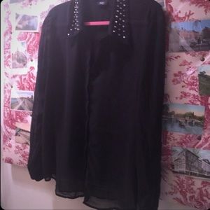 Studded collar sheer blouse