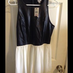 Guess faux leather top and white bottom dress