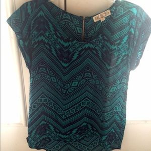 Blue Aztec print top