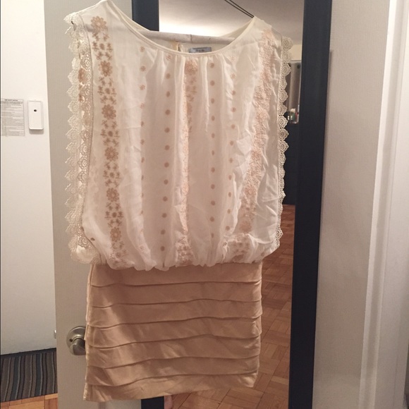 White & beige dress
