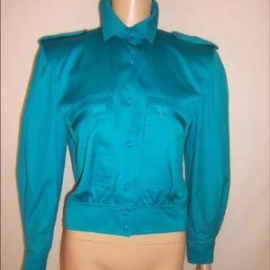 Escada 8 sexy 80's turquoise blue vintage jacket