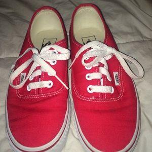 Red Vans size 4.5 in Men's, 6 in Women's