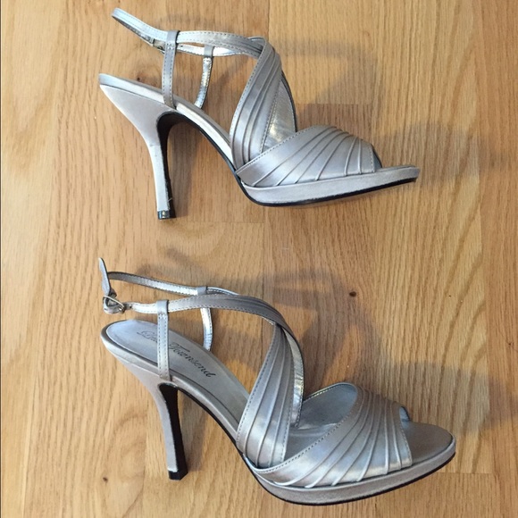 Lulu Townsend. Silver evening heels.