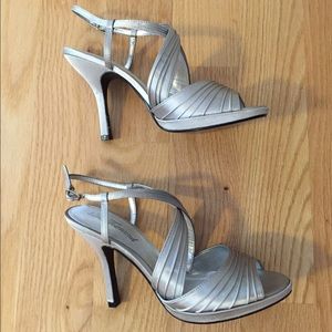 Lulu Townsend. Silver evening heels.