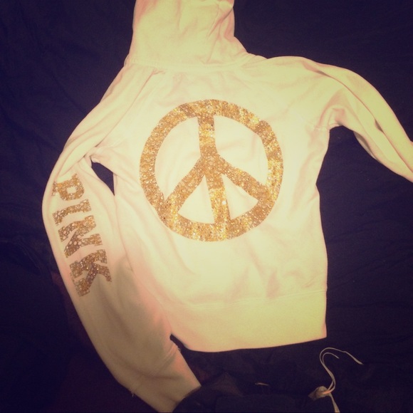 Victoria secret rhinestone peace hoodie