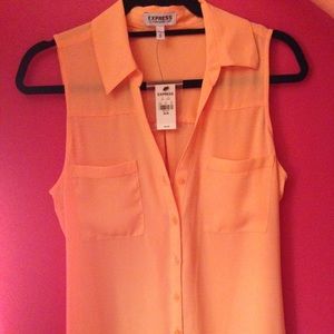Orange/coraly button down