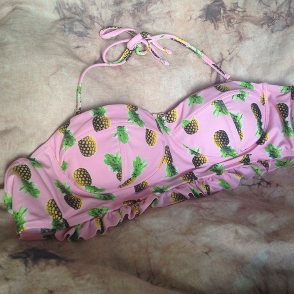 Pineapple Halter Bandeau Swim Top