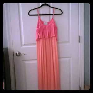 Melon and coral dress