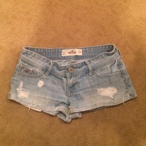 Hollister light wash ripped denim shorts