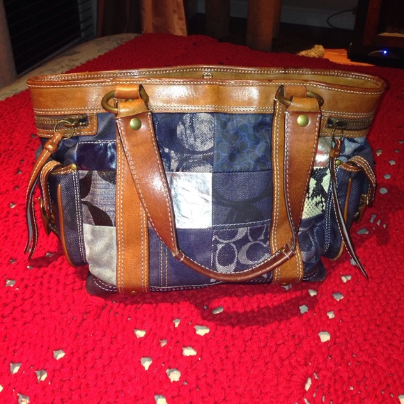 Denim patchwork Coach bag