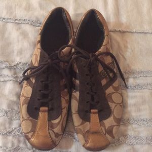 Coach Hilary Khaki Brown Signature Tennis Sneakers