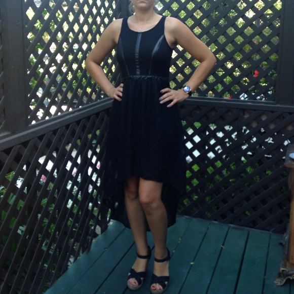 Black Sleeveless Hi Low Hem Dress