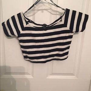 Black and white striped crop top